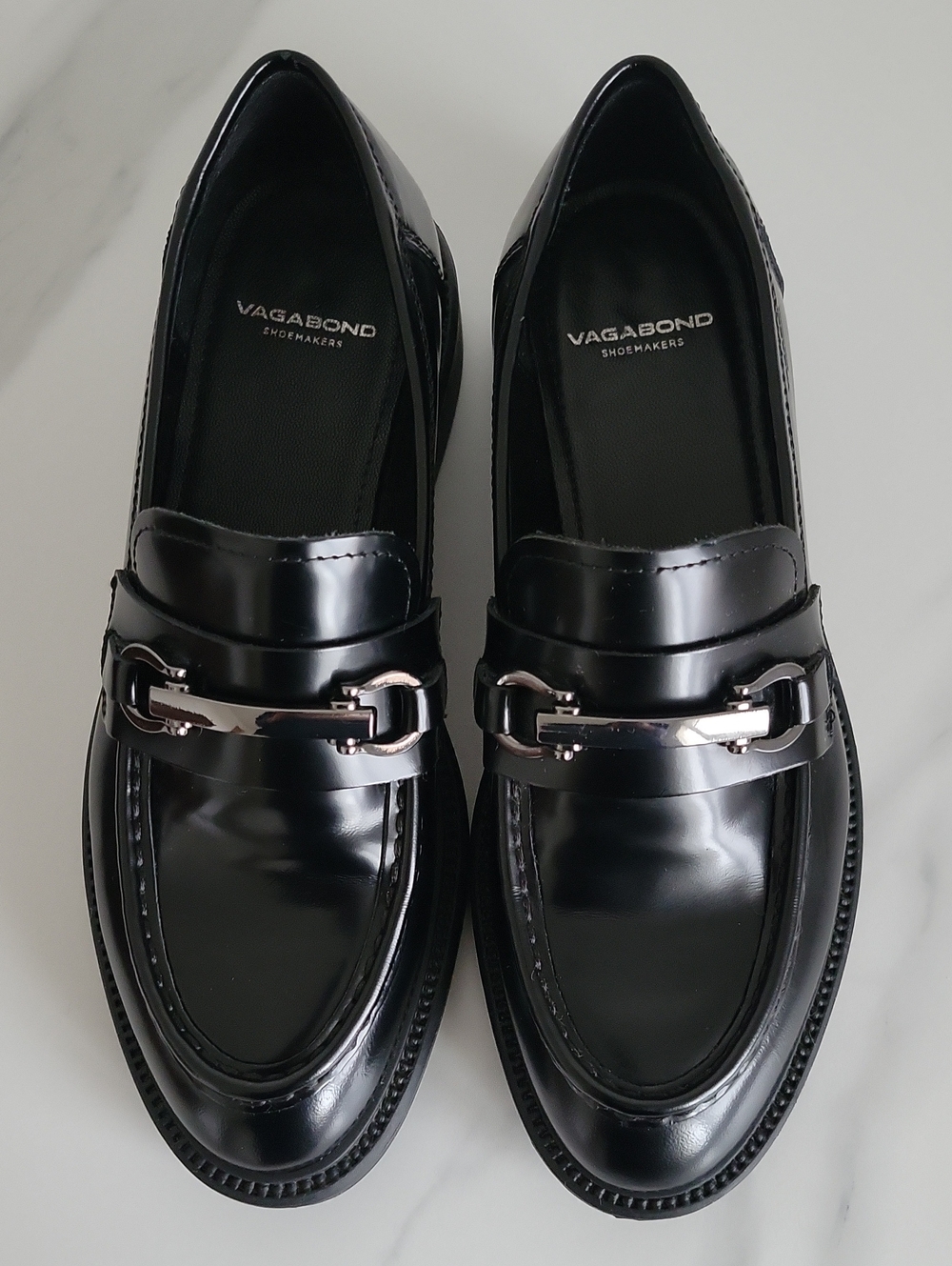 Vagabond Shoemakers Alex With Metal-buckle Black Patent Leather Loafers